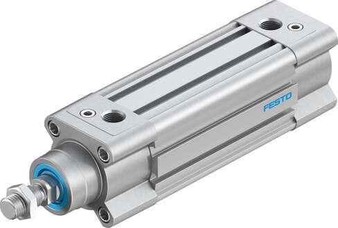 Festo 3660621 standards-based cylinder DSBC-40-70-D3-PPVA-N3 With adjustable cushioning at both ends. Stroke: 70 mm, Piston diameter: 40 mm, Piston rod thread: M12x1,25, Cushioning: PPV: Pneumatic cushioning adjustable at both ends, Assembly position: Any