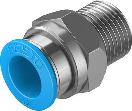Festo 153009 push-in fitting QS-3/8-12 male thread with external hexagon. Size: Standard, Nominal size: 11 mm, Type of seal on screw-in stud: coating, Assembly position: Any, Container size: 10