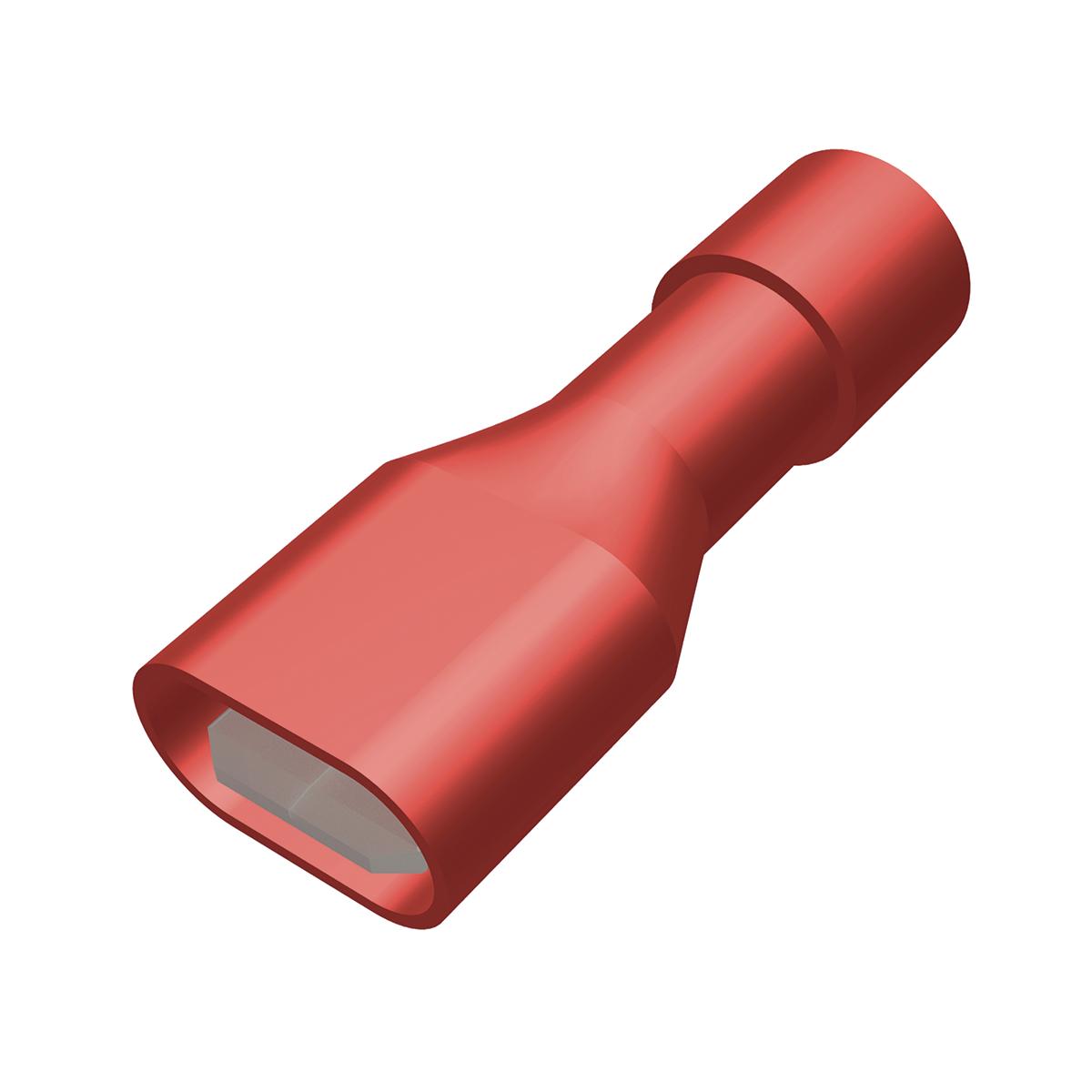 Hubbell FQN18M25X03D Fully Insulated Nylon Male Quick Disconnect For 22 - 18 AWG (.25 x .03).  ; Features: Fully Insulated Connectors: Eliminate The Need For Post Installation Insulation, Funnel Entry Barrel Opening: Assures Quick And Easy Wire Insertion, Dimpled Female Socke