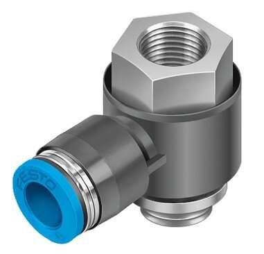 Festo 186204 push-in T-fitting QSTF-G3/8-8 360° orientable, male and female thread with external hexagon. Size: Standard, Nominal size: 6 mm, Type of seal on screw-in stud: Sealing ring, Assembly position: Any, Container size: 1