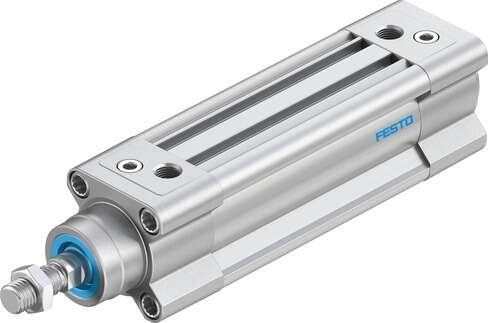 Festo 2123071 standards-based cylinder DSBC-32-60-PPVA-N3 With adjustable cushioning at both ends. Stroke: 60 mm, Piston diameter: 32 mm, Piston rod thread: M10x1,25, Cushioning: PPV: Pneumatic cushioning adjustable at both ends, Assembly position: Any