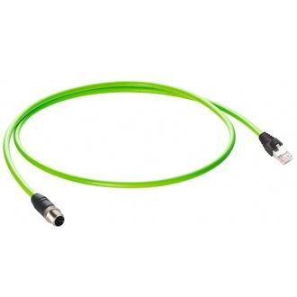 Belden 12120 Fast Ethernet Cat5e Data Double-Ended Cordset: Male straight D-coded black M12 Standard to male straight RJ45-coded black RJ45, shielded, 30 V AC / 42 V DC, 1.5 A; PUR green cable, 4-wires, 2x2x0.34 mm², 0985 342 104/4 M umspritzt, 4 m