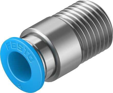 Festo 153016 push-in fitting QS-1/4-8-I male thread with internal hexagon socket. Size: Standard, Nominal size: 6,3 mm, Type of seal on screw-in stud: coating, Assembly position: Any, Container size: 10