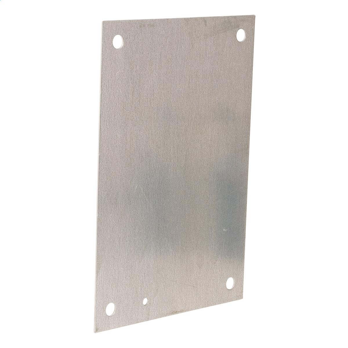 Hubbell NP1224G Back Panel (N1/3R/4/12) 9X21 Carbon Steel - Galvanized  ; Fabricated from pre-galvanized steel ; Panels mount to provided collar studs ; Galvanized panels are 12 gauge. Panel with any side over 20.00" has 3/4" flange on all sides. Optional "G" panels have