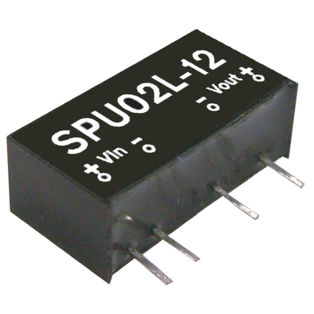 MEAN WELL SPU02L-15 DC-DC Converter PCB mount; Input 5Vdc +-10%; Output 15Vdc at 0.133A; SIP through hole package; 3000Vdc I/O isolation; SPU02L-15 is succeeded by SPUN02L-15.