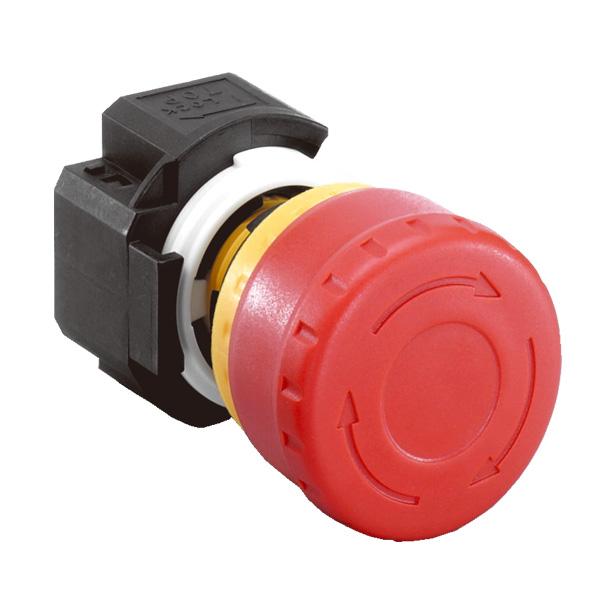 Idec XA1E-BV303-R 16mm Emergency-Stop, IDEC's innovative safe break action ensures all NC contacts open if the contact block is separated from the operator,  Pushlock turn reset and push-pull functions built into same unit,  Direct opening action mechanism (IEC60947-5-5,  