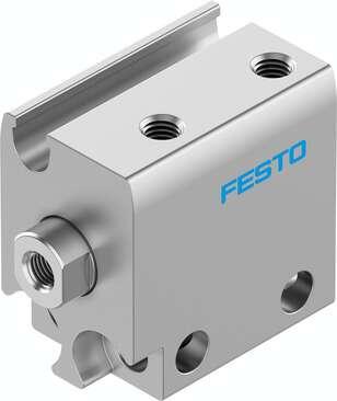 Festo 4891759 compact cylinder AEN-S-10-5-I Stroke: 5 mm, Piston diameter: 10 mm, Cushioning: No cushioning, Assembly position: Any, Mode of operation: pushing action