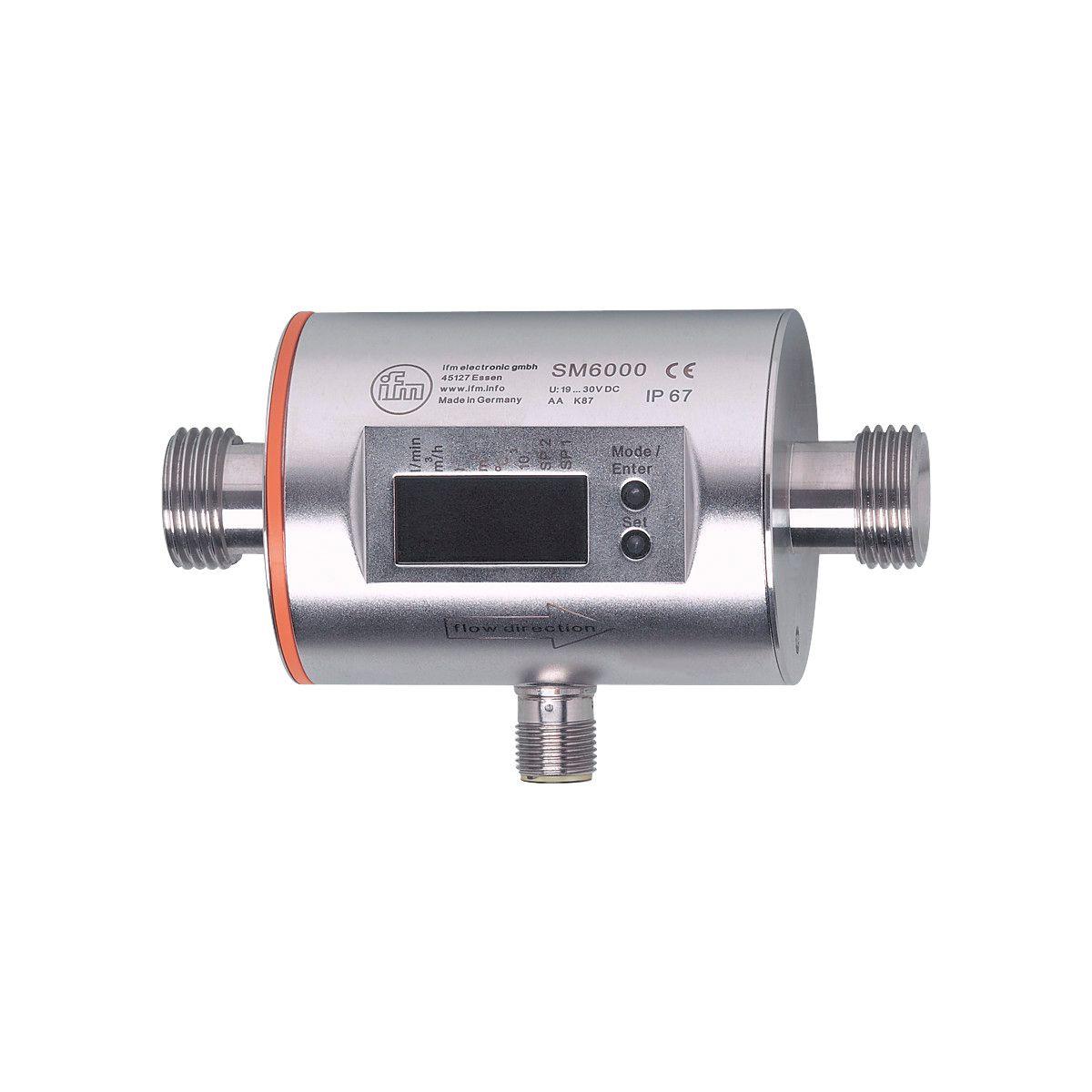 ifm Electronic SM6000 Magnetic-inductive flow meter, Number of inputs and outputs: Number of digital outputs: 2; Number of analog outputs: 1, Measuring range: 0.1...25 l/min 0.005...1.5 m³/h, Process connection: threaded connection G 1/2 DN15 flat seal, System: gold-plated con