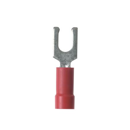 Panduit PV18-6LF-MY Locking Fork Terminal, vinyl insulated, funnel entry, 22- 18 AWG, #6 stud size, bulk package