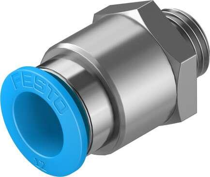 Festo 186350 push-in fitting QS-G1/4-12 male thread with external hexagon. Size: Standard, Nominal size: 8,5 mm, Type of seal on screw-in stud: Sealing ring, Assembly position: Any, Container size: 10