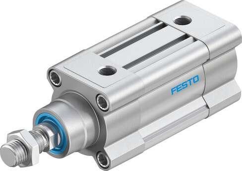 Festo 1366948 standards-based cylinder DSBC-50-25-PPVA-N3 With adjustable cushioning at both ends. Stroke: 25 mm, Piston diameter: 50 mm, Piston rod thread: M16x1,5, Cushioning: PPV: Pneumatic cushioning adjustable at both ends, Assembly position: Any