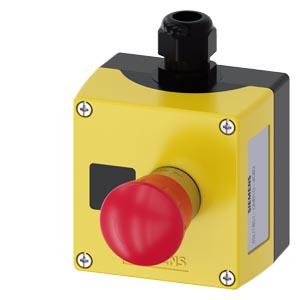 Siemens 3SU1851-0NB10-4GB2 AS-Interface enclosure for command devices 22 mm, round, enclosure material metal, enclosure top part yellow, 1 control point metal, recess for label, A=EMERGENCY STOP mushroom pushbutton red, 40 mm, rotate-to-unlatch, 1 NC, 1 NC, spring-type terminal, fl