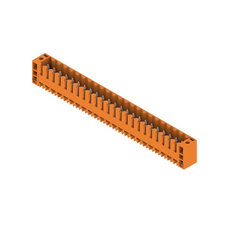 Weidmuller 1622240000 PCB plug-in connector, male header, Flange, THT solder connection, 3.50 mm, Number of poles: 23, 180°, Solder pin length (l): 3.2 mm, tinned, orange, Box