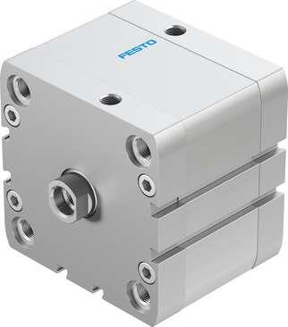 Festo 572721 compact cylinder ADN-80-25-I-PPS-A with self-adjusting pneumatic end position cushioning Stroke: 25 mm, Piston diameter: 80 mm, Piston rod thread: M12, Cushioning: PPS: Self-adjusting pneumatic end-position cushioning, Assembly position: Any