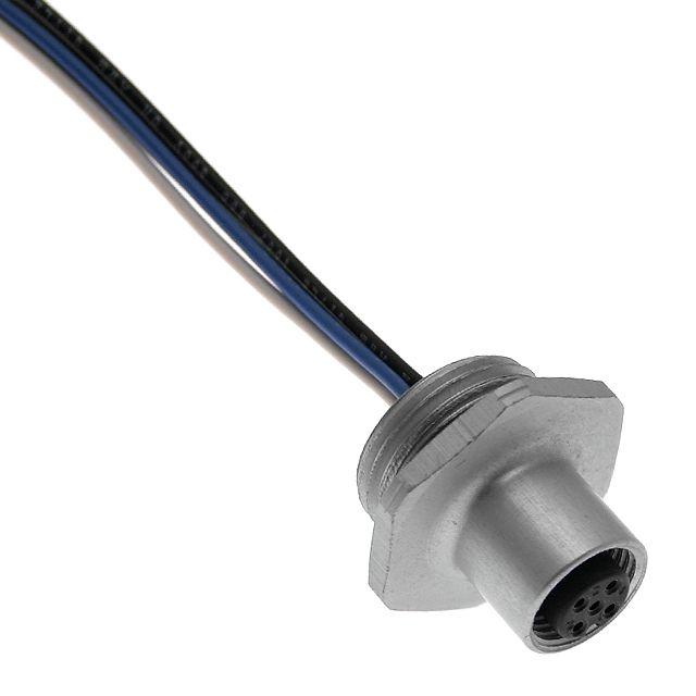 Mencom MDC-8FR-M20 MDC, Receptacle, 8 Pole, Female Straight, 1Ft, 24awg, 2A, M20, Front Mount, Aluminum Clear Anodized