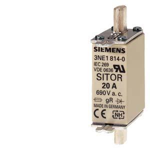 Siemens 3NE1815-0 SITOR fuse link, with blade contacts, NH000, In: 25 A, gS, Un AC: 690 V, Un DC: 250 V, front indicator