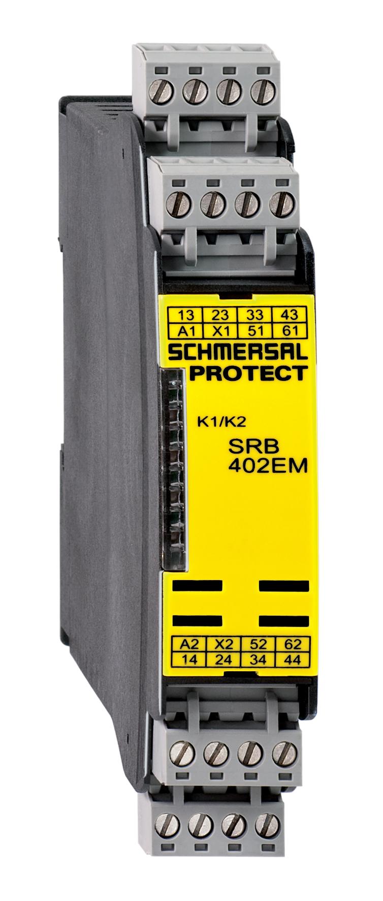 Schmersal SRB402EM Output extensions; Expander module for contact expansion; 4 safety contacts, STOP 0; 2 Signalling outputs