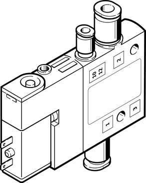 Festo 196849 solenoid valve CPE10-M1BH-3GLS-QS-4 High component density Valve function: 3/2 closed, monostable, Type of actuation: electrical, Width: 10 mm, Standard nominal flow rate: 190 l/min, Operating pressure: -0,9 - 10 bar