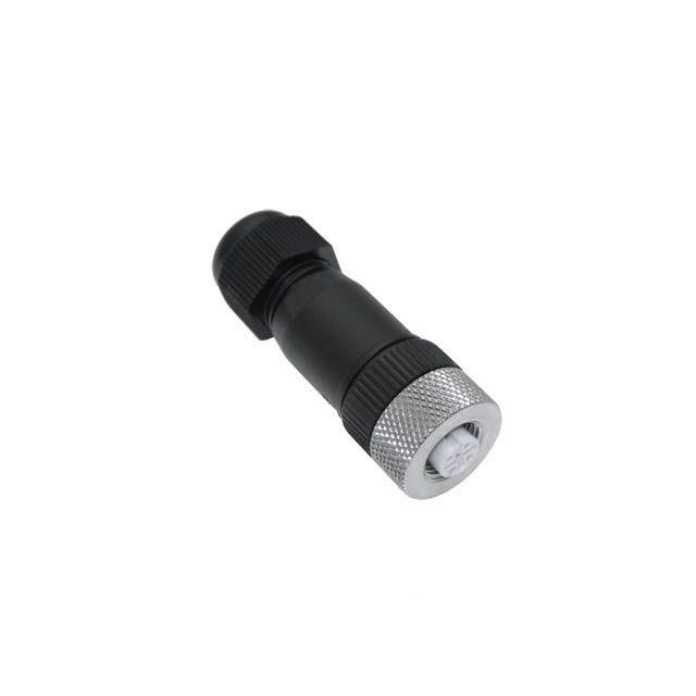 Mencom MDE45-4FP-FW09 Ethernet, Field Wireable, 4 Pole, M12 D-Coded Female Straight, PG09 4-8mm