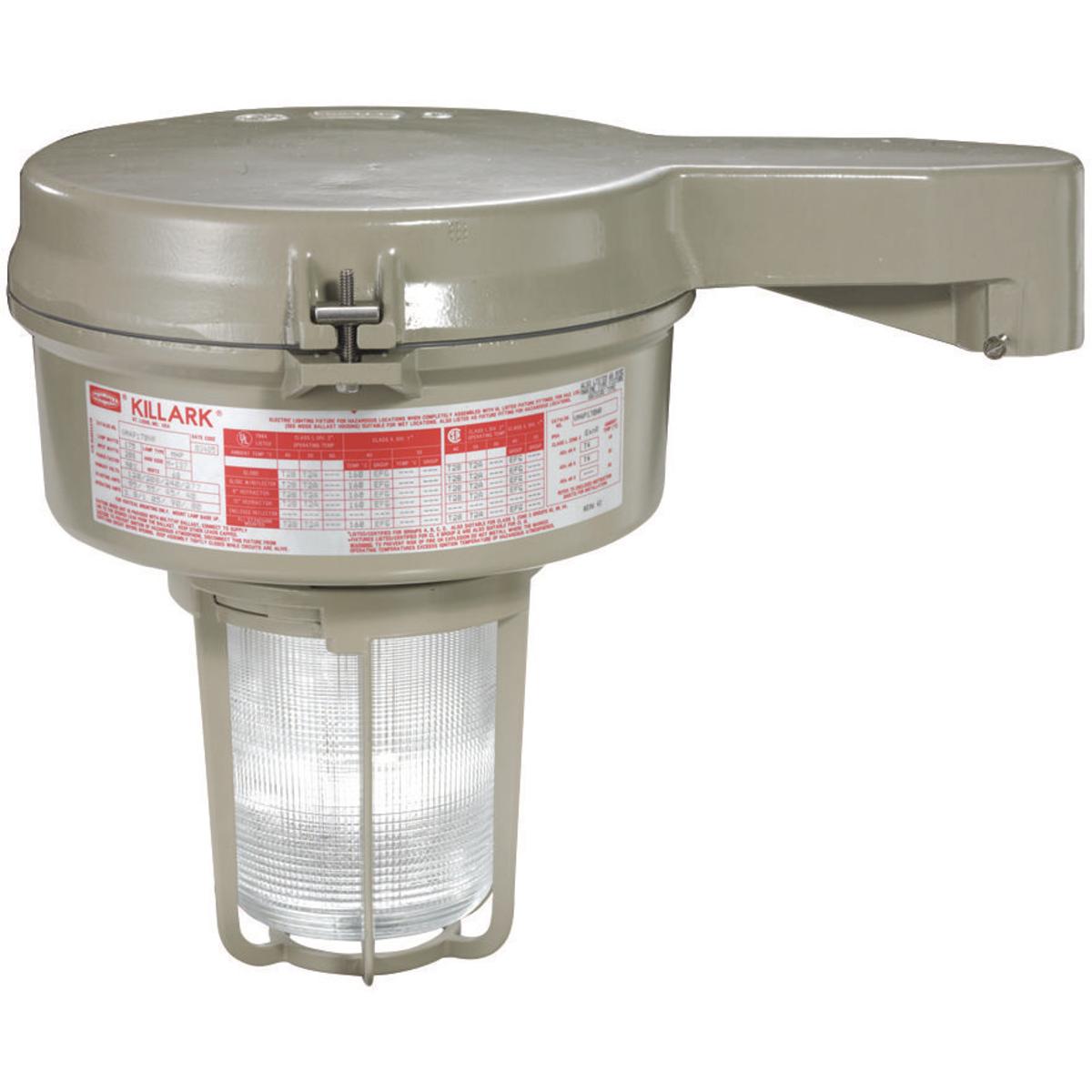 Hubbell VM3P205S5GLG VM3 Series - 200W Metal Halide 480V - 1/1/2" Stanchion Mount - Globe and Guard  ; Ballast tank and splice box – corrosion resistant copper-free aluminum alloy with baked powder epoxy/polyester finish, electrostatically applied for complete, uniform corros