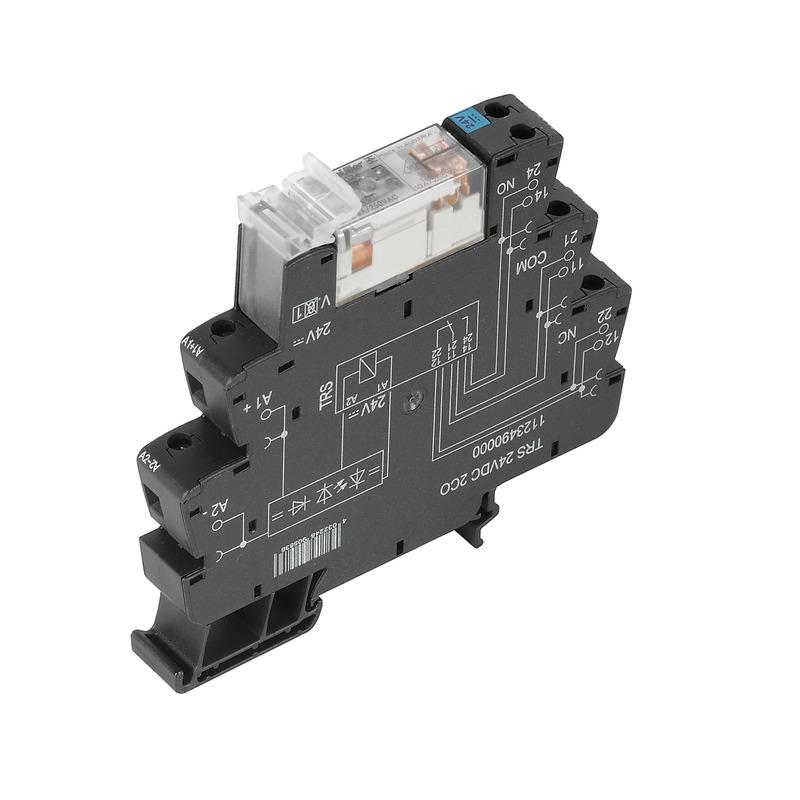 Weidmuller 1123490000 TERMSERIES, Relay module, Number of contacts: 2,  CO contact AgNi, Rated control voltage: 24 V DC ±20 %, Continuous current: 8 A, Screw connection, Test button available: No
