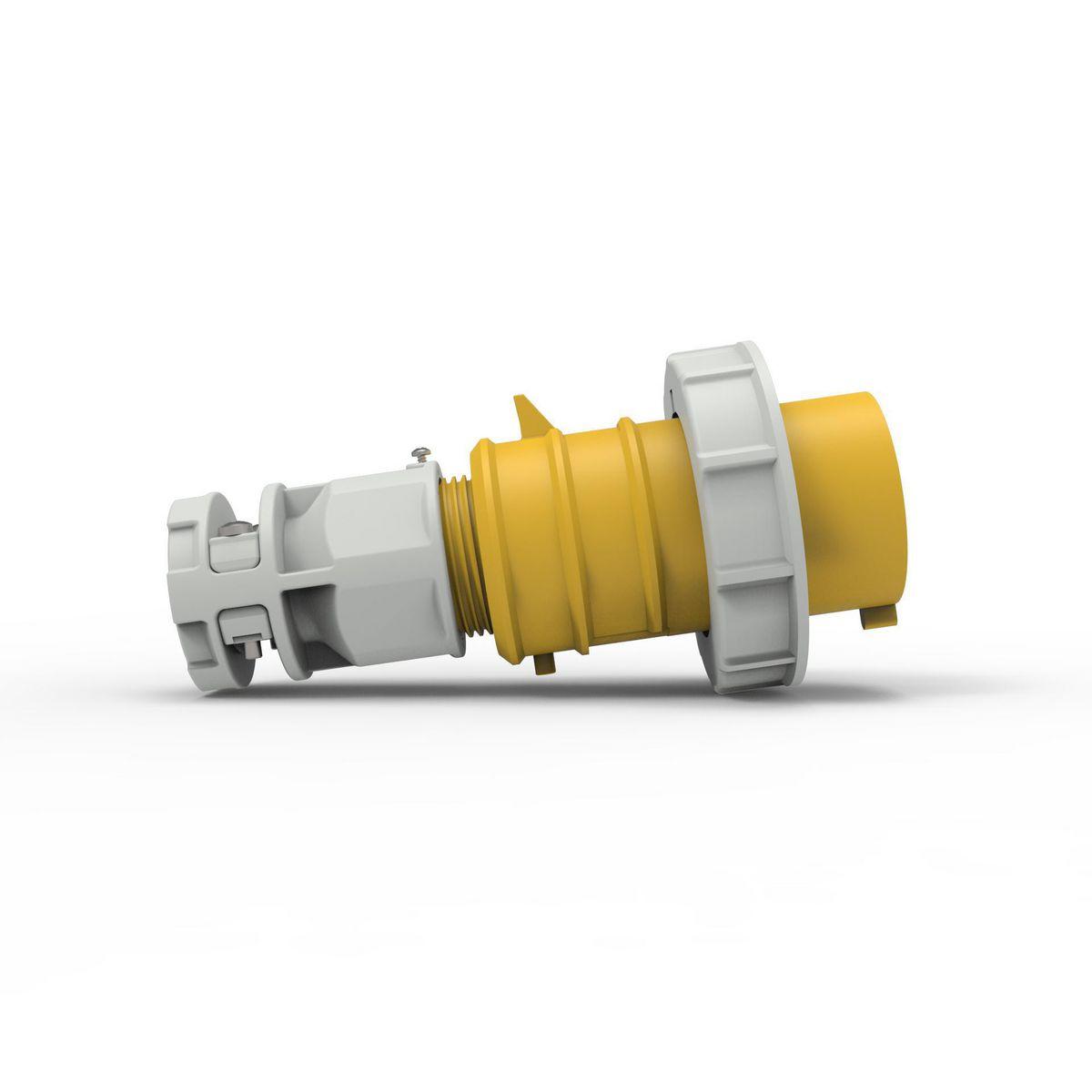 Hubbell C330P4WA Heavy Duty Products, IEC Pin and Sleeve Devices, Hubbell-PRO, Male, Plug, 30 A 125 VAC, 2-POLE 3-WIRE, Yellow, Watertight  ; IP67 environmental ratings ; Impact and corrosion resistant insulated non-metallic housing ; Sequential contact engagement to prev