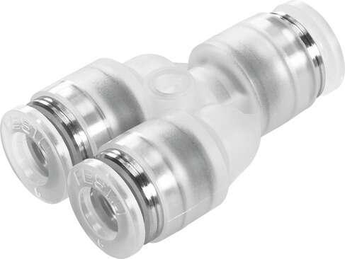Festo 133121 push-in Y-connector NPQP-Y-Q8-E-FD-P10 Size: Standard, Nominal size: 4,6 mm, Container size: 10, Design structure: Push/pull principle, Temperature dependent operating pressure: -0,95 - 10 bar