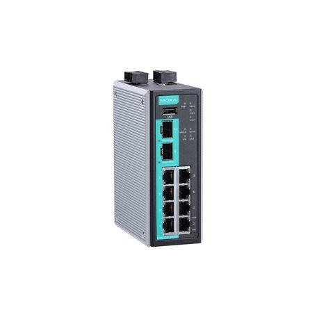 Moxa EDR-810-2GSFP-T 8+2G SFP industrial multiport secure router with Firewall/NAT, -40 to 75°C operating temperature