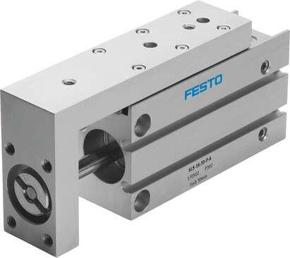 Festo 170493 mini slide SLS-10-15-P-A Slim design with precision ball-bearing guide. Stroke: 15 mm, Piston diameter: 10 mm, Operating mode of drive unit: Yoke, Cushioning: P: Flexible cushioning rings/plates at both ends, Assembly position: Any