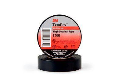 3M 1700-1X66FT 3M Temflex General Use Grade Vinyl Electrical Tape 1700 - Black - 1" x 66 ft roll