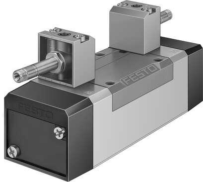 Festo 151025 solenoid valve MFH-5/3E-D-2-S-C With manual override, without solenoid coil or socket. Solenoid coil and socket should be ordered separately. Valve function: 5/3 exhausted, Type of actuation: electrical, Width: 54 mm, Standard nominal flow rate: 2300 l/mi