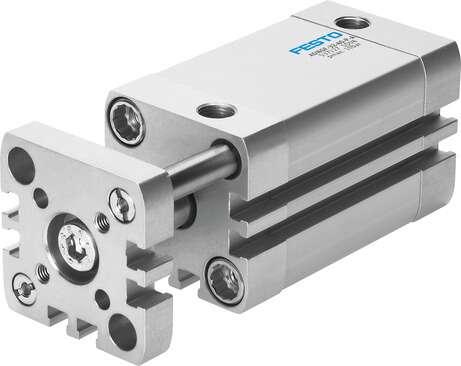 Festo 554253 compact cylinder ADNGF-40-30-P-A According to ISO 21287, with plain-bearing guide, piston rod secured against rotation by means of guide rods and yoke plate. Stroke: 30 mm, Piston diameter: 40 mm, Based on the standard: ISO 21287, Cushioning: P: Flexible 