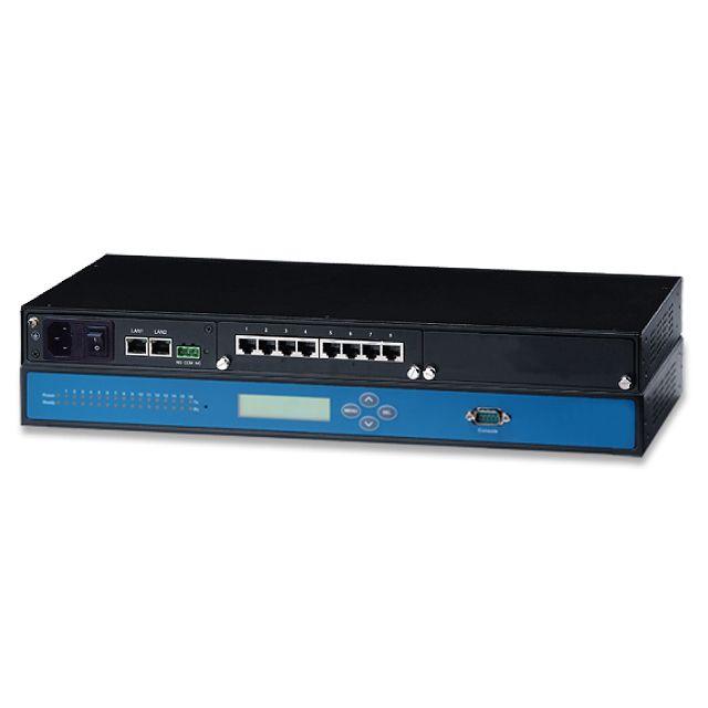 Mencom RMSS-8RJ45-422-IS-US-AC 8-Port Rackmount Serial Device Server with RJ45 serial connectors, RS-422/485, 2.5KV Isolation, 100~240 VAC power input, US plug, Metal Housing