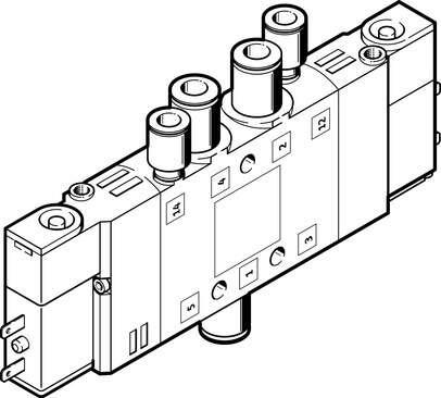 Festo 196879 solenoid valve CPE10-M1BH-5JS-QS-4 High component density Valve function: 5/2 bistable, Type of actuation: electrical, Width: 10 mm, Standard nominal flow rate: 180 l/min, Operating pressure: -0,9 - 10 bar