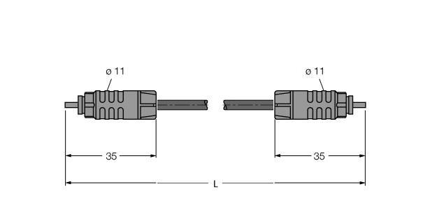 Turck SFOL-10M IP-Link Optical Fiber, PUR Cable Jacket, Cable length (L) 10 m, POF optical fiber for IP‐Link, Fiber core PMMA 980 µm, Fiber insulation PE 2.2 mm, PUR jacket, 5.5 mm, Muting (650 nm), Muting (660 nm), Numeric aperture 0.5, Qualified for drag chain use, Flame-retardant, Halogen-free acc. to IEC60754, Excellent resistance to oil, grease, acids and alkaline solutions, Cable length: 10 m