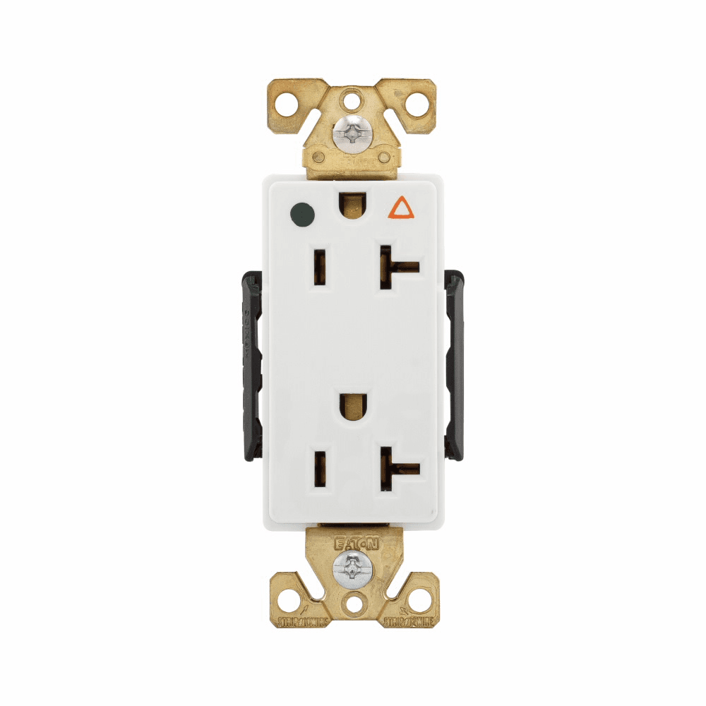 Eaton IG8362W IG8362W Eaton - Eaton Arrow Hart extra heavy-duty hospital grade decorator duplex receptacle,#14-10 AWG,20A,Healthcare,Flush,125V,Back and side,White,Brass,High-impact nylon face,Glass-filled nylon base,5-20R,Duplex,Screw,Glass-filled nylon,Core pack