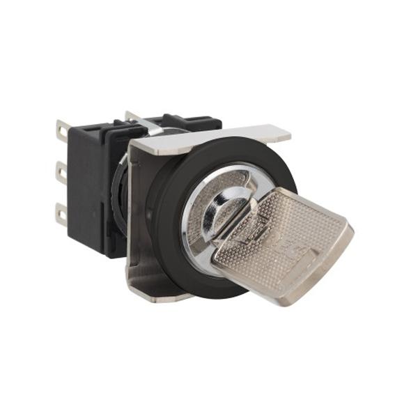 Idec LB6K-3T6C LB 16mm Key Selector DPDT C, Sleek flush mount design,  Standard bezel with 16mm hole size also available,  Bright LED illumination,  27.9mm depth behind the panel,  3PDT contact block available,  5A contact ratings,  IP65 degree of protection,  Metallic 