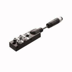 Turck TB-4M8M-4-5-BSM14 M8, 4 pole I/O port with cable homerun, Cable length (L) 1 m, Housing material: Nylon, Housing color: Black, Fully encapsulated, Protection class: IEC: IP67, RoHS compliant, CE compliant, I/O port: 4-pin, General Purpose Cable, Black PVC jacket, shielded, 12X24 AWG, -40 Cold Bend Rating, Flame Ratings: UL1061, CSA FT1, Cable length: 1 m