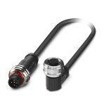 Phoenix Contact 1224223 Sensor/actuator cable, 5-position, PUR halogen-free, black-gray RAL 7021, Plug straight M12 Push-Pull, coding: A, on Socket angled M12 Push-Pull, coding: A, cable length: 1.5 m