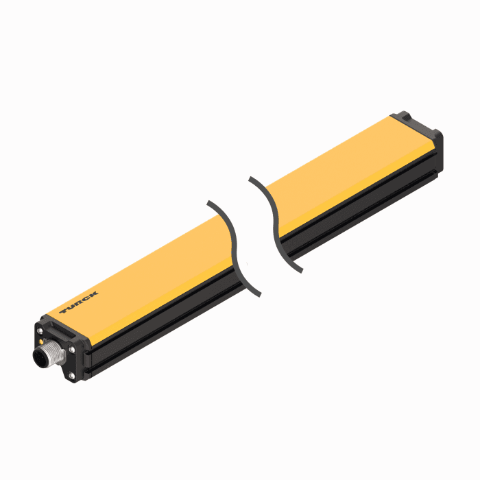 Turck LI300P1-Q25LM2-LIU5X3-H1151 Turck LI300P1-Q25LM2-LIU5X3-H1151 is an encoder (linear) from the Q-track Q25 series, designed as a contactless linear inductive positioning sensor. It features a 56mm long mounting foot captive positioning element, with dimensions of H35mm x W25mm x D358mm, and a rectangular shape. The housing is made of anodized aluminum and plastic PA6-GF30, including the active area and sensing face. It comes pre-equipped with a 5-pin M12 Eurofast QD male connector for connectivity. The part offers protection functions against short-circuit, wire-break, and reverse polarity. It operates on a supply voltage of 15Vdc-30Vdc (24Vdc nom.) and can function in ambient air temperatures ranging from -25 to +70°C. With an IP67 degree of protection, it has a stroke length that includes 29mm blind zones at both ends, a 1.5mm nominal distance, and a 300mm measurement span. The encoder provides 1 x analog output (0-10Vdc / 4-20mA; 12-bit resolution), consumes 50mA of current, and has a 500Hz sampling rate. Measurement accuracy is ensured by a 16-bits resolution (equivalent to 0.005mm / 5μm linear resolution), ≤ 0.02% of full scale repeatability, ≤ +/-0.003% / K temperature drift, and ≤ 0.1% of full scale linearity deviation. Visual position indication is provided by green / yellow / yellow flashing LED (multifunction) and a green LED for power ON, with a resolution of 16-bit.