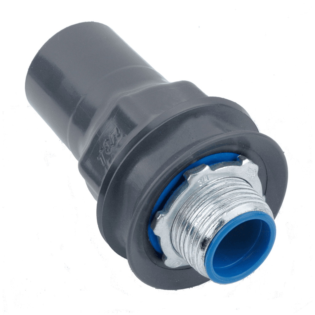 ABB Control ST12G ST12G ABB Control - PVC Coated Liquitight Conduit Connector, Straight, Pipe Size 1/2 Inch/16 Metric, Minimum .040 Inch (40 mil) PVC Coating on Exterior, Steel Fitting, Dark Gray