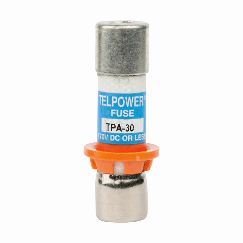 Cooper Bussmann TPA-30 TPA-30 Cooper Bussmann - Eaton Bussmann series TPA telecommunication fuse, Indication pin, Orange ring for correct fuse position, 170 Vdc, 30A, 100 kAIC, Non Indicating, Current-limiting, Ferrule end X ferrule end