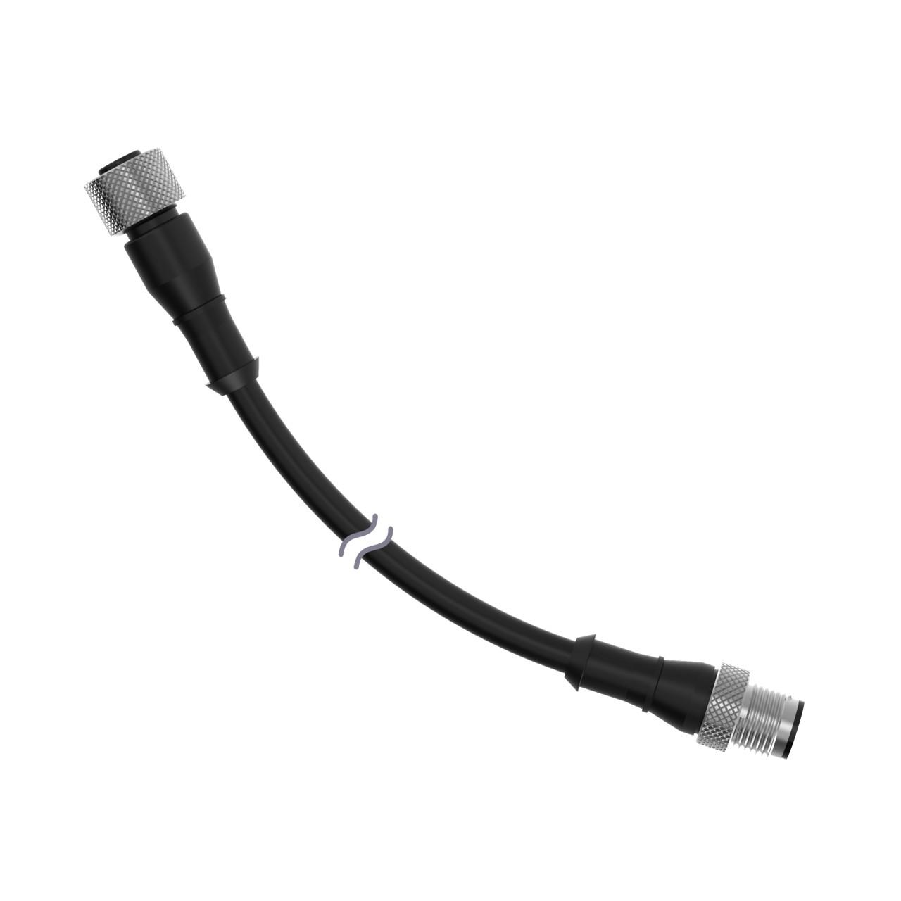 Banner MQDEC-STP-501SS Banner Engineering MQDEC-STP-501SS is a pre-assembled cable/cordset designed for various automation applications. It features a double-ended design with a 5-pin Euro-style M12 female connector on one end and a 5-pin Euro-style M12 male connector on the other. The cable has a diameter of 5.21mm and is made from PVC with nickel-plated brass connectors, ensuring durability. It is black in color and has a length of 1ft (30.5cm). This cable operates within an ambient air temperature range of -40 to +105°C and offers a degree of protection rated at IP67, making it suitable for use in environments where dust and water resistance are necessary. It is rated for a voltage of 250Vac.