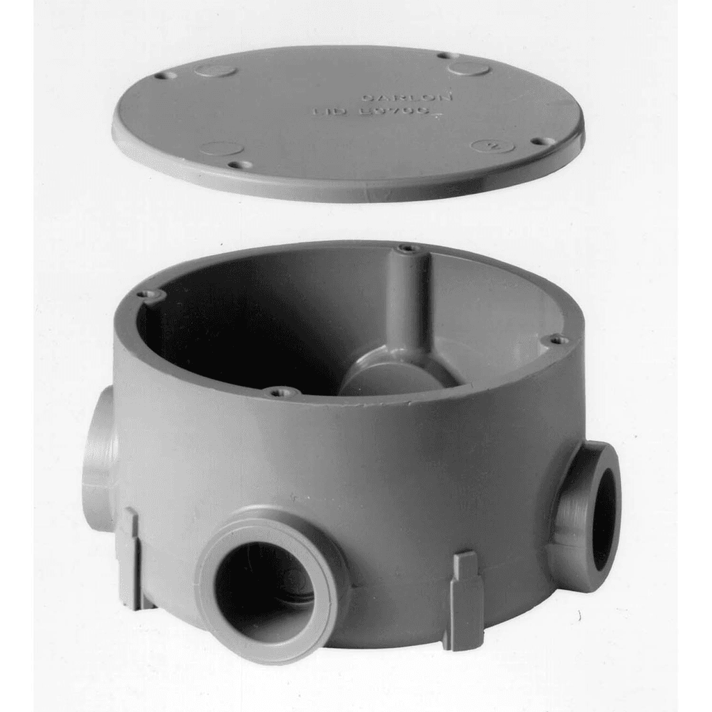 ABB Control E970CD E970CD ABB Control - Type X Round Conduit Body with Cover, Volumn 15.16 Cubic Inches, Width 4.625 Inches, Depth 2.420 Inches, Hub Size 1/2 Inch, Material PVC, Color Gray, For use with Schedule 40 and 80 Conduit