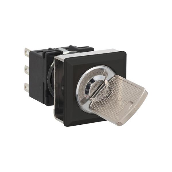 Idec LB7K-21ST5B-3H LB 16mm Key Selector SPDT B, Sleek flush mount design,  Standard bezel with 16mm hole size also available,  Bright LED illumination,  27.9mm depth behind the panel,  3PDT contact block available,  5A contact ratings,  IP65 degree of protection,  Metallic 