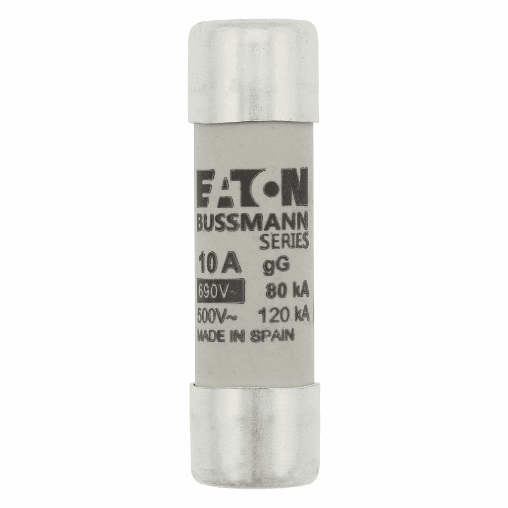 Cooper Bussmann C14G10 C14G10 Cooper Bussmann - Eaton Bussmann series low voltage 14 x 51 mm cylindrical/ferrule fuse, rated at 690 Volts AC, 10 Amps, 80 kA Breaking capacity, class gG/gL, without indicator, compatible with a CH14 Modular fuse holder