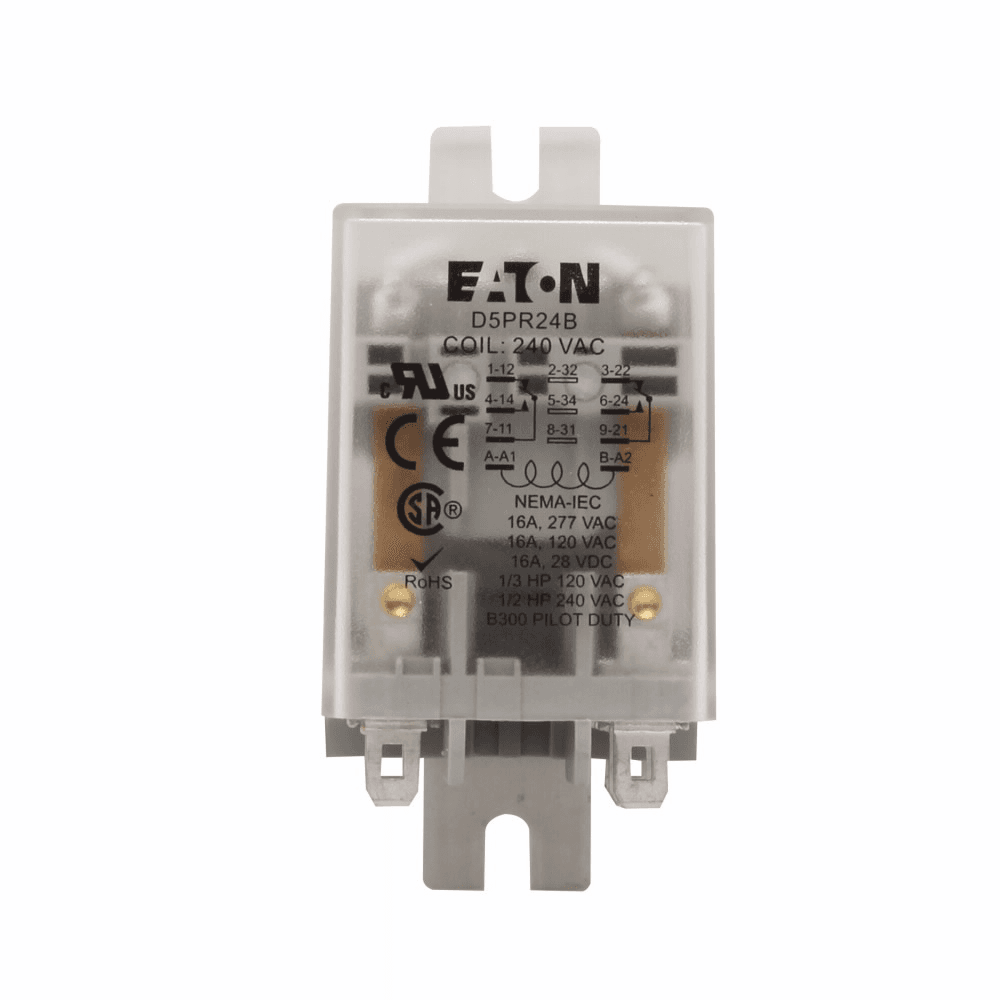 Eaton D5PR24A D5PR24A Eaton - General Purpose Plug-In Relay, D5PR, Standard relay, 120 Vac, DPDT, Flange mounting