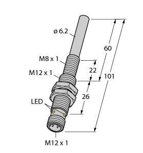 NIMFE-M12/6.2L101-UP6X-H1141 Part Image. Manufactured by Turck.