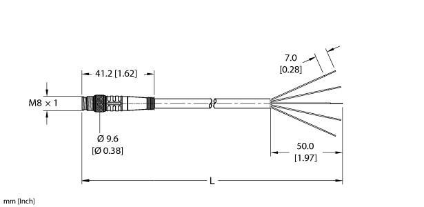 Turck PSG 5M-1/S90 Actuator and Sensor Cordset, Connection Cable, Cable length (L) 1 m, M8, Male, Straight, 5-pin, Threaded Connector, General Purpose Cable, TPU jacket, Black, 5X24 AWG, -40 Cold Bend Rating, Flame Ratings: UL1061, CSA FT1, Cable length: 1 m