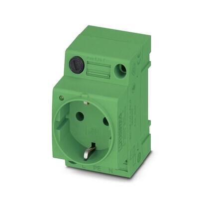 Phoenix Contact 0804030 Socket,  Pin connector pattern type CF,  Screw connection,  LED display and fuse 5Â xÂ 20Â mm, 6.3Â A,  green,  for mounting on a DIN rail in the service interface or direct mounting,  250 VÂ AC,  6 A,  -20 Â°C,  60 Â°C,  VDEÂ 0620-1